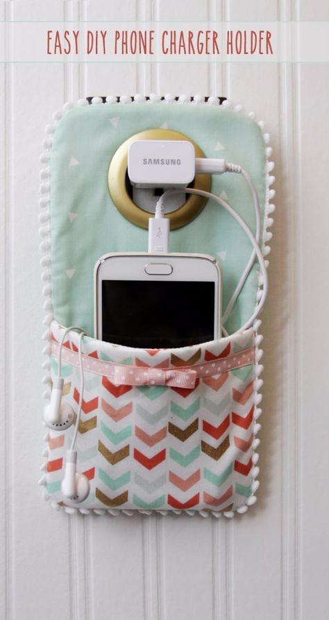 Best Sewing Projects to Make For Girls - Easy DIY Phone Charger Holder - Creative Sewing Tutorials for Baby Kids and Teens - Free Patterns and Step by Step Tutorials for Dresses, Blouses, Shirts, Pants, Hats and Bags #sewing #sewingideas Diy Crafts For Teen Girls, Diy Sy, Trendy Sewing Projects, Diy Crafts For Teens, Trendy Sewing Patterns, Phone Charger Holder, Charger Holder, Diy Bebe, Trendy Sewing