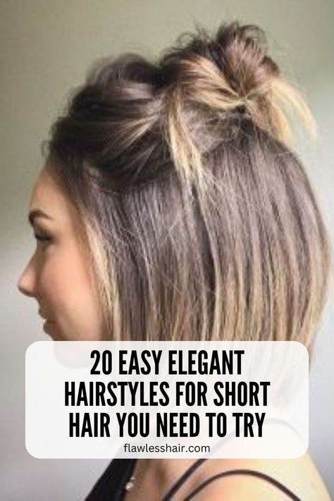 Messy Half Updo For Short Hair Cute Short Hair Updos, Elegant Hairstyles For Short Hair, Easy Elegant Hairstyles, Short Hair Updo Easy, Different Hair Textures, Simple Elegant Hairstyles, Half Up Half Down Short Hair, Braided Half Updo, Short Hair Waves