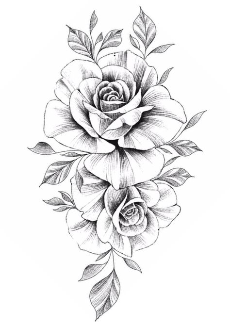 Fantasy Coloring Pages, Rose And Butterfly Tattoo, Lion Art Tattoo, Horse Tattoo Design, Rose Drawing Tattoo, Rose Stencil, Hip Thigh Tattoos, Feather Tattoo Design, Flame Tattoos