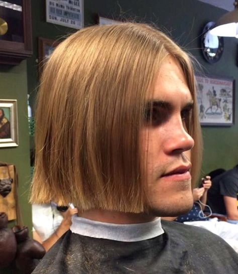 Male Bob Haircut, Feminine Haircuts, Will Peltz, Blond Men, Mushroom Cut, Man Haircuts, Male Haircuts, Haircut Bob, Bobbed Hair