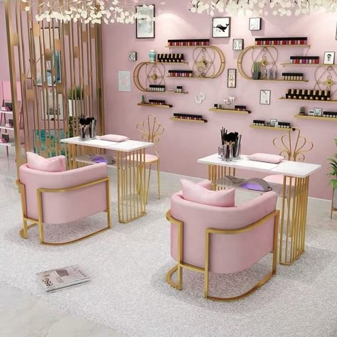 Desain Salon Kuku, Manicure Desk, Pink Nail Salon, Marble Manicure, Deco Spa, Nail Room Ideas, Nail Salon Interior Design, Nail Salon Furniture, Nail Salon Interior