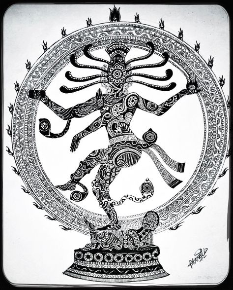 Natraj Drawing, Natraj Painting, Nataraja Tattoo, Shiv Mandala Art, Natraj Shiva, Dancing Drawings, Boho Art Drawings, Dancers Art, Indian Art Gallery