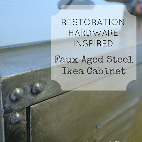 Rivets for the Restoration Hardware Inspired Cabinet {A Tutorial} Restauration Hardware, Restoration Hardware Inspired, Industrial Cabinet, Winter Retreat, Inexpensive Decor, Steel Paint, Vintage Industrial Decor, Ikea Cabinets, Metal Cabinet