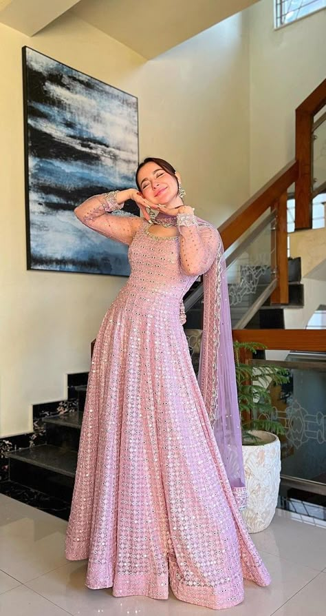 Pink Lehenga Choli, Hania Aamir, Net Sleeves, Hania Amir, Stitched Lehenga, Desi Aesthetics, Desi Fits, Wedding Party Wear, Desi Wear