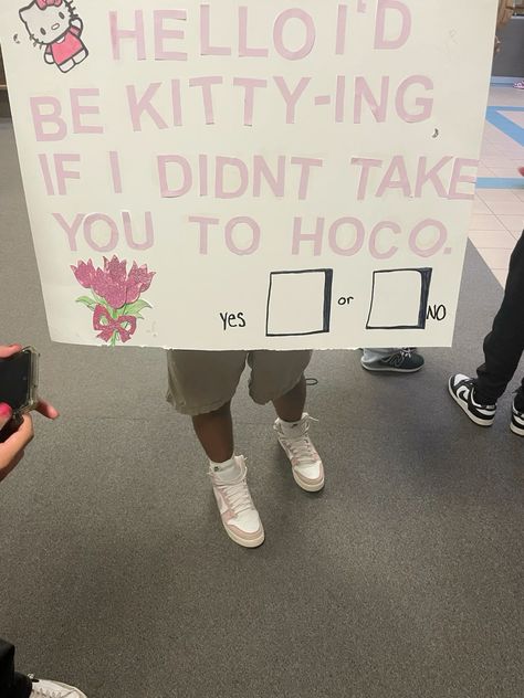 #homecoming  #hellokitty Promposal Ideas Hello Kitty, Hoco Sighs, Hello Kitty Hoco Proposal Poster, Hello Kitty Hoco Poster, Hello Kitty Homecoming Proposal, Hello Kitty Hoco Proposal, Homecoming Boards, I Want Real Love, Hoco Sign Ideas