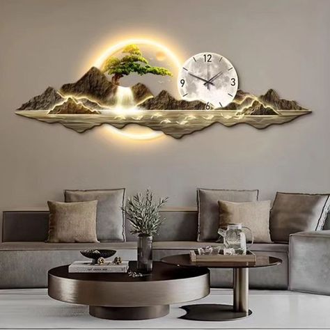 Wall Watch Design, Bedrooms Aesthetic, Clocks Art, Wall Clock Luxury, Large Wall Clock Modern, Modern Luxury Interior, Wall Clocks Living Room, Sofa Wall, Clock Living Room