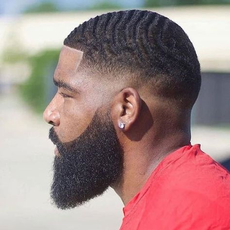 180 Waves - Best Waves Haircuts For Black Men: Cool Taper Fade with Waves - Low, Mid, High, Temp, Drop, Bald Fade Haircuts with 180 and 360 Waves #menshairstyles #menshair #menshaircuts #menshaircutideas #menshairstyletrends #mensfashion #mensstyle #fade #undercut #blackmen #blackhair #waves #waveshaircut Drop Fade With Waves, Black Man Haircut Fade, Waves Hairstyle Men, Black Men Beard Styles, Mid Fade Haircut, Black Men Haircut, Drop Fade Haircut, Black Hair Cuts, Waves Haircut