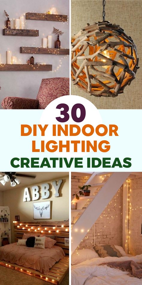 Transform your living space into a cozy sanctuary with these delightful DIY indoor lighting ideas. Create a magical ambience that enchants your senses and calms your spirit. Hang fairy lights above your bed or seating area to infuse your room with charm and romance. Craft mason jar lanterns filled with fairy lights for a rustic, whimsical glow that exudes nostalgia and handmade beauty. Let your creativity shine through as you illuminate every corner of your home with joy and brightness. Living Room Fairy Lights Ideas, Indoor Lighting Ideas, Diy Entry Table, Hanging Mason Jar Lights, Jungle Theme Decorations, Diy Baby Shower Games, Diy Summer Decor, Diy Headboard Upholstered, Picture Frame Light