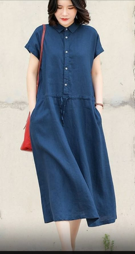 Lenin Dress, Linen Style Fashion, Natural Fiber Clothing, Linen Dress Women, Dress Sleeve Length, Dresses Casual Fall, Blue Summer Dresses, Nursing Dress, Summer Dress Outfits