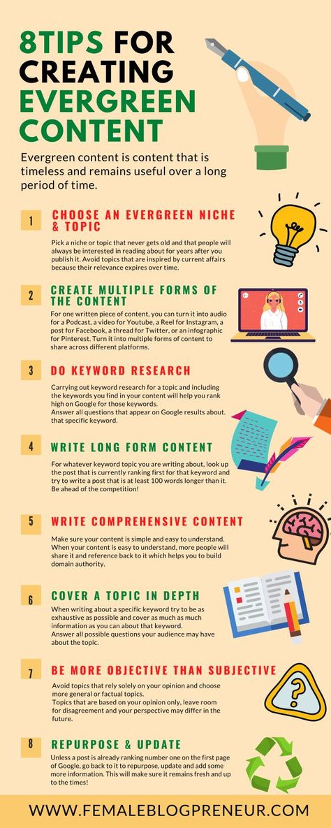 Tips and tricks on how to create content that is evergreen and ranks well on search engines. A guide with everything you need to know about creating evergreen content; evergreen content definition, examples, benefits, strategy, and tips for success. Evergreen Content Ideas, Business Things, Evergreen Content, Social Media Advice, Social Media Resources, Tips For Success, Creating Content, Content Planning, Create Content