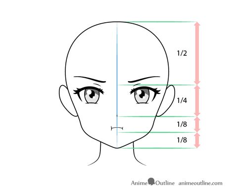 How to Draw Anime Pouting Face Tutorial - AnimeOutline Anime Face Guidelines, Pout Drawing, How To Draw Anime Face, Anime Outline, Face Front View, Angel Drawing Easy, Pouting Face, American Flag Drawing, Sketching Practice