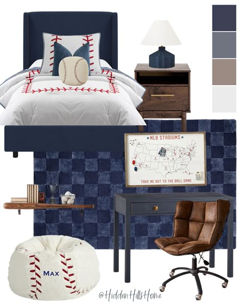 Shop Tilly Upholstered Bed and other curated products on LTK, the easiest way to shop everything from your favorite creators. Marin Sofa, Boys Bedroom Bunk Beds, Vintage Baseball Room, Boys Baseball Bedroom, Baseball Bedroom Decor, Baseball Themed Bedroom, Tilly Upholstered Bed, Baseball Theme Room, Baseball Room Decor