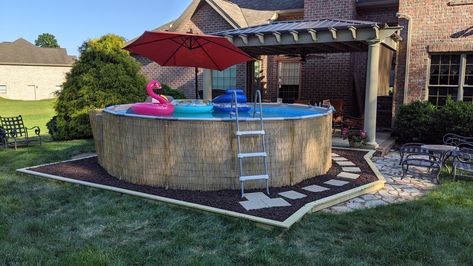 Bestway Pool Ideas, Easy Set Pool Ideas, Temporary Pool Ideas, Summer Waves Pool Ideas, Temporary Above Ground Pool Ideas, Landscaping Around Intex Pool, Bestway Pool, Rectangle Intex Pool Deck Ideas, Bestway Pool Ideas Backyards