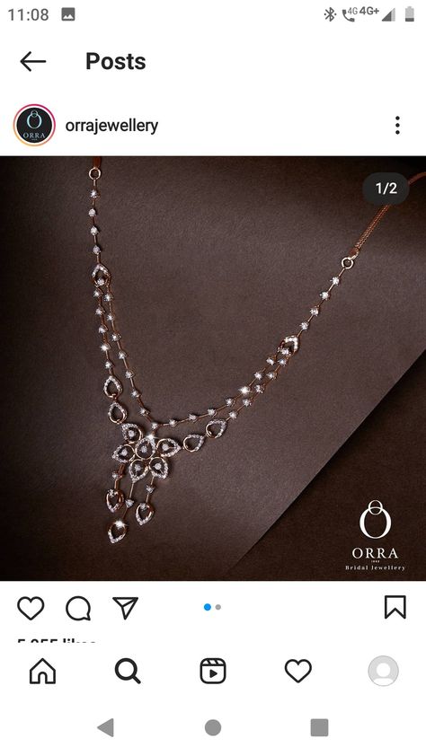 Rose Gold Bride Jewelry, Rose Gold Necklace Set Simple, Orra Jewellery Necklaces, Rose Gold Necklace Set Indian, Simple Diamond Necklace Indian, Orra Jewellery, Diamond Necklace Set Simple, Rose Gold Necklace Set, Simple Diamond Necklace