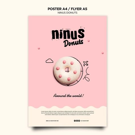 Donut Poster, Free Psd Poster, Ice Cream Poster, Concept Poster, Poster Template Free, Poster Template Design, Sensory Art, Business Poster, Cake Logo