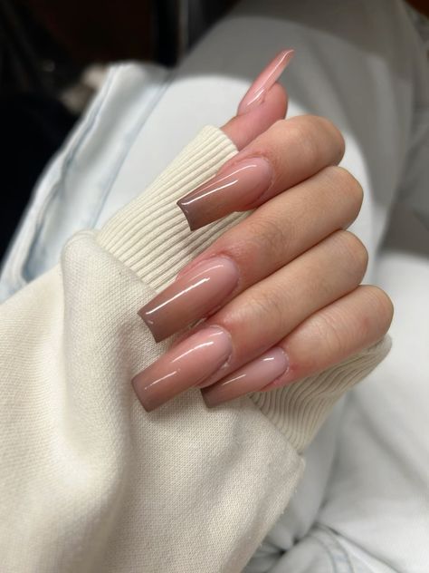 Brown N White Nails, Beige French Tip Nails Square, October Birthday Nails Acrylic, Neutral Baddie Nails, Fall Nails Coffin Long, Nails Inspiration Herbst, Ombre Nail Designs Fall, Brown And Beige Nails, Ombre Nails Brown