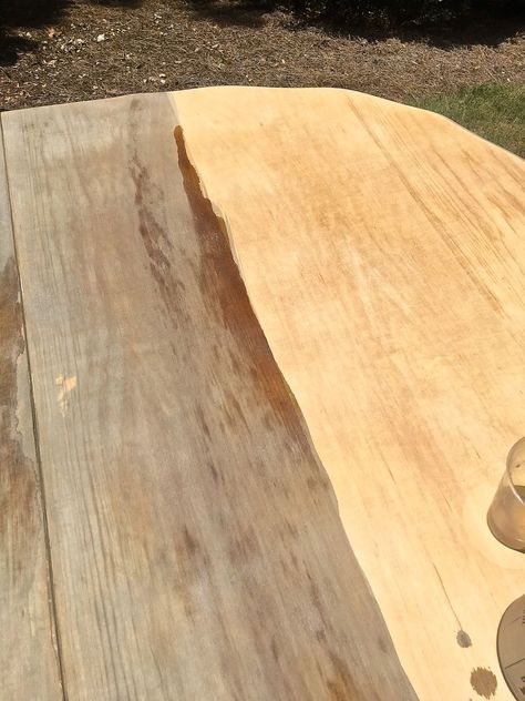 Dining Room Table Makeover. The weathered wood effect starts immediately. Vinegar And Steel Wool Stain Diy, Vinegar Stain Wood, Steel Wool Vinegar Stain, Steel Wool Stain, Make Vinegar, Vinegar Stain, Steel Wool And Vinegar, Weathered Wood Stain, How To Make Vinegar