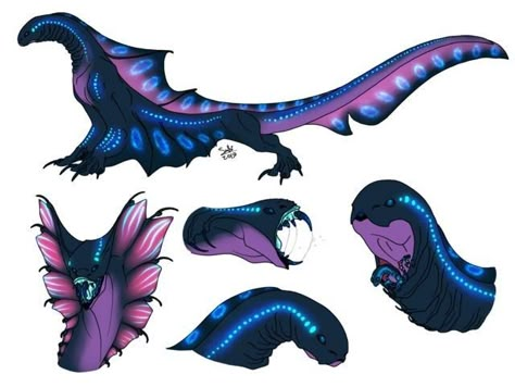 Blue Mythical Creature, Cave Creatures Concept Art, Alien Concept Art Creature, Alien Creatures Animals, Sea Monster Concept Art, Slug Creature, Alien Creature Concept Art, Cave Dragon, Alien Dragon