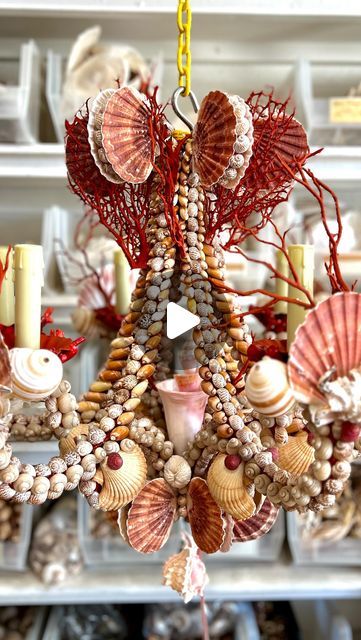 Christa Wilm on Instagram: "Off to Harbor Island 🇧🇸🐚
.
.
.
#chandelier #bahamas🇧🇸 #harborisland #shellartist #christa #shellart #lighting #interiordesign #interiors #design #decor #seashells" Shells Chandelier, Captiva Shaken Shell Chandelier, Handmade Shell Chandelier, White Shell Chandelier, Sea Shell Wall Sconces, Harbor Island, Island Chandelier, Interiors Design, Shell Art