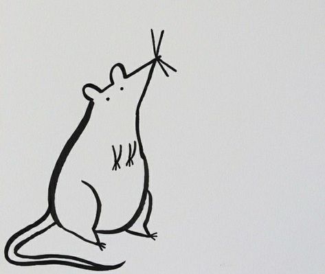 Cartoon Mouse Tattoo, Cartoon Rat Tattoo, Rats Cute Drawing, Cartoon Rat Cute, Rat Line Drawing, Rat Line Art, Rat Drawn Easy, Silly Rat Doodles, Mouse Tattoo Simple