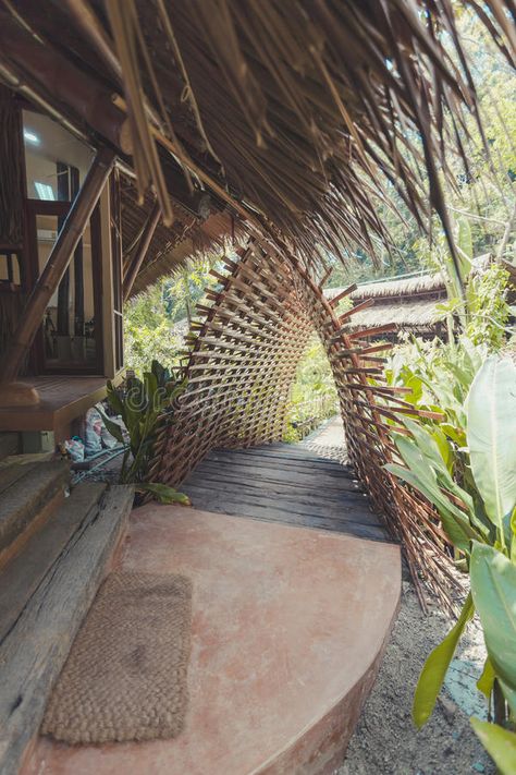 Bamboo Tunnel. Beautiful Bamboo tunnel in the garden royalty free stock photography Bamboo Tunnel, Sky Pool, Round Column, Dreams Resorts, Bamboo Structure, Pavilion Design, Bamboo Crafts, Garden Structures, Stock Photography Free