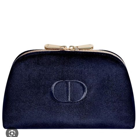 New Dior Trousse Pouch Makeup Bag Navy Blue Velvet Gold Zipper Christian Dior Makeup, Dior Cosmetics, Zipper Makeup, Ebay Sales, Small Cosmetic Bags, Box Store, Dior Makeup, Navy Velvet, Promotional Items