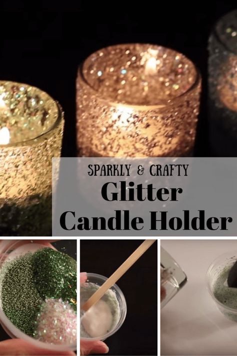 DIY Glitter Candle Holders - Glamorous and Sparkly Work of Art Glitter Candle Holders Diy, Glitter Glass Jars, Glitter Candle Holders, Diy Glitter Candles, Sparkly Candles, Glitter Candle, Glitter Candles, Diy Glitter, Diy Candle Holders