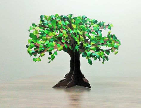 How to Make Paper Tree (bonsai) Paper Computer, Family Trees Diy, Origami Tree, Cardboard Tree, Trees For Kids, Chart Paper, Cardboard Box Crafts, 3d Tree, Acacia Tree