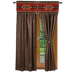 Gallop Drape Set Western Valance, Boho Western Living Room, Curtain With Valance, Living Room Window Treatments, Western Curtains, Diy Western, Burgundy Living Room, Western Living Room, White Blinds