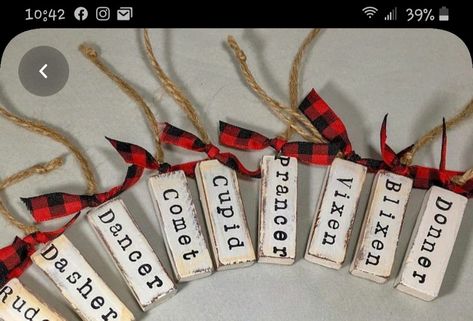 Jenna Piece Ornaments, Cute Diy Christmas Ornaments Simple, Christmas Jenga Blocks, Jenga Block Ornaments Diy Dollar Tree, Dt Jenga Block Christmas, Jenga Block Holiday Crafts, Crafts From Jenga Blocks, What To Make With Jenga Blocks, Ornaments Made With Jenga Blocks