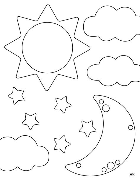 Print these moon coloring pages and templates, including moon phases, to help entertain and educate your little ones. Print from home. 100% FREE! Moon Template, Felt Template, Moon Printable, Moon Coloring Pages, Space And Astronomy, Page Template, Moon Phases, Astronomy, From Home