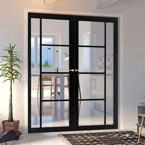 Internal Double Doors, Internal Glass Doors, Solid Door, Cosy Living, Door Company, Black Door, Solid Doors, External Doors, White Laminate