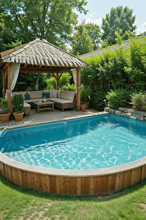 Small Above Ground Pool Ideas, Cowboy Pool, Patio Upgrade, Above Ground Pool Deck, Temple House, Dream Backyard Pool, Best Above Ground Pool, Above Ground Pool Ideas, Ground Pool Ideas