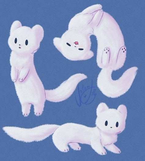 Ferrets Cute, Cute Ferrets, Cute Animal Drawings Kawaii, Art Tools Drawing, 캐릭터 드로잉, Cute Doodle Art, Anime Animals, Kawaii Animals, Animal Sketches