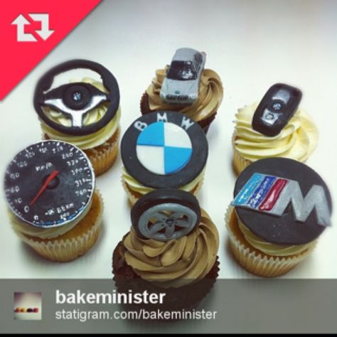 •BMW CUPCAKES• #FATHERSDAY #DAD #CAR Mechanic Cupcakes, Car Cupcakes For Men, Bmw Cupcakes, Bmw Cakes For Boys, Bmw Car Cake Design, Cake Bmw Birthdays, Cake For Car Lover Men, Car Cupcakes, Bmw Lifestyle