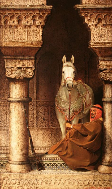 #oil #painting #art - The Guard by Stanislav Plutenko Arabian Art, Arab Culture, Islamic Paintings, Arabic Art, Arabian Nights, Arabian Horse, Andalusia, White Horse, Horse Art