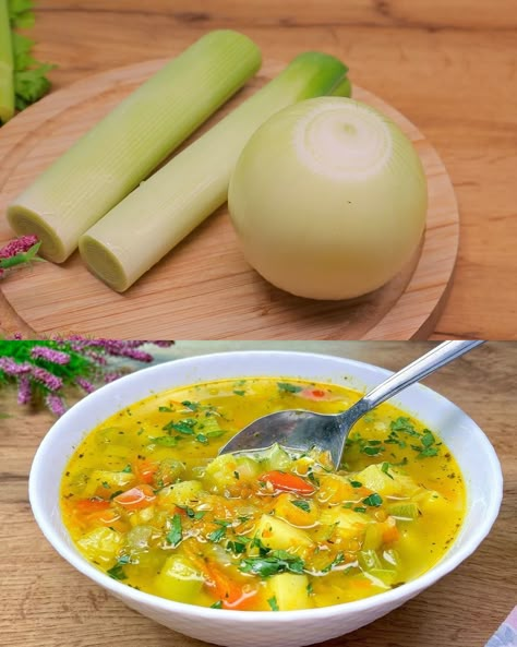 Hearty Vegetable Soup with Homemade Croutons: A Comforting Delight Leeks Soup Recipes, Hearty Vegetable Soup, Meat Casserole, Baked Eggplant, Croutons Homemade, Veggie Delight, Leek Soup, Vegetable Soup Recipes, Delicious Vegetables