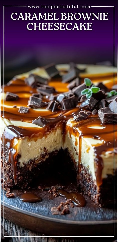 This Caramel Brownie Cheesecake combines the richness of a fudgy brownie base with the creamy goodness of a cheesecake layer, all swirled with a luscious caramel sauce. It's the perfect indulgent dessert for any occasion, with a decadent mix of flavors that will have everyone coming back for more. Caramel Brownie Cheesecake, Cheesecake Layer, Homemade Donuts Recipe, Brownie Cheesecake, Fudgy Brownie, Chocolate Chip Cheesecake, Caramel Brownies, Homemade Donuts, Cheese Dessert