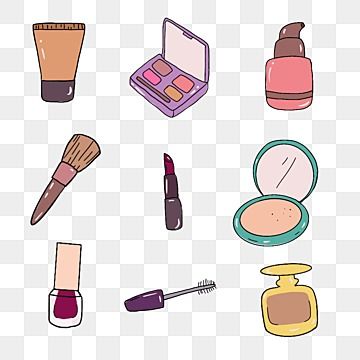 Cute Makeup Items, Cosmetology Stickers, Makeup Drawing Illustration, Make Up Draw, Make Up Cartoon, Make Up Drawing, Make Up Icon, Makeup Drawings, Icon Makeup