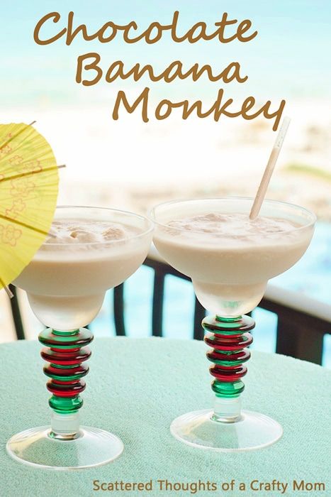 Tropical Drink of the day: Chocolate Banana Monkey Drink Of The Day, Fun Beverages, Tropical Drink Recipes, Banana Monkey, Margarita Machine, Blender Drinks, Party Tricks, Rustic Wreaths, Banana Drinks