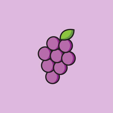 Grapes Aesthetic Drawing, Purple Grapes Drawing, Cute Grape Drawing, Grape Cartoon Drawing, Grape Painting Easy, Fruit Icon Aesthetic, Grapes Aesthetic Wallpaper, Grapes Illustration Design, Grape Drawing Simple