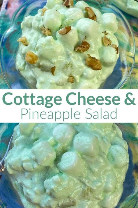 Cottage Cheese And Pineapple, Lime Jello Recipes, Jello Cottage Cheese Salad, Fruit Texture, Pineapple Salad Recipes, Green Jello Salad, Cheese And Pineapple, Jello Fruit Salads, Cottage Cheese Dessert Recipes