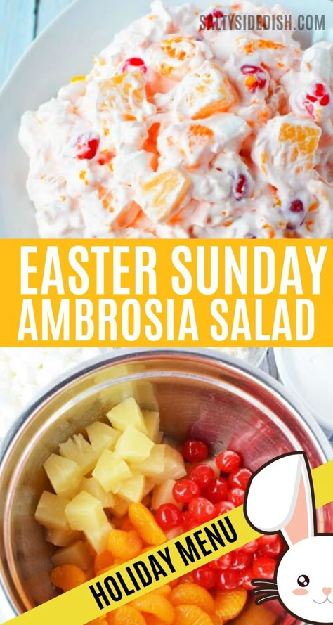 Easter Ambrosia, Easter Dinners, Ambrosia Salad Recipe, Recipes With Cool Whip, Easter Meal, Easter Side Dishes, Easter Dishes, Easter Lunch, Easter Snacks