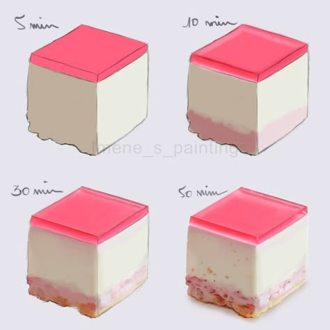 Jelly Cheesecake, Art Step By Step, Digital Art Software, Food Art Painting, Cake Drawing, 귀여운 음식 그림, Concept Art Tutorial, Food Artwork, Digital Painting Techniques