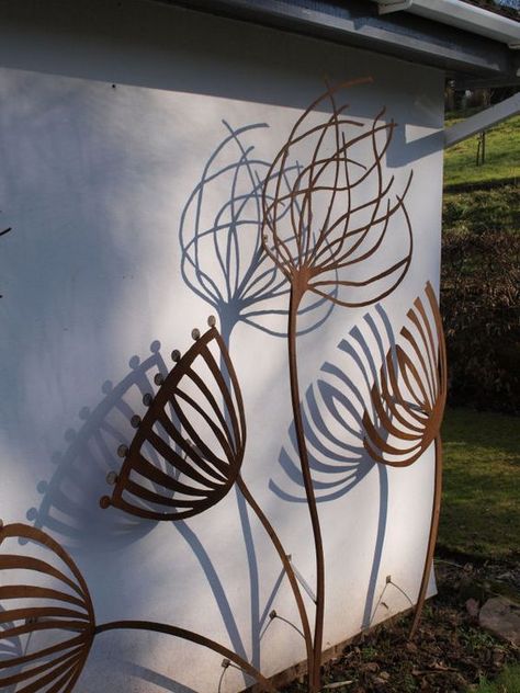 Outdoor Wall Sculpture for gardens - Поиск в Google: Metallic Decor, Morning Funny, Metal Tree Wall Art, Walled Garden, Metal Yard Art, Garden Art Sculptures Diy, Metal Garden Art, Have Inspiration, Wall Art Metal