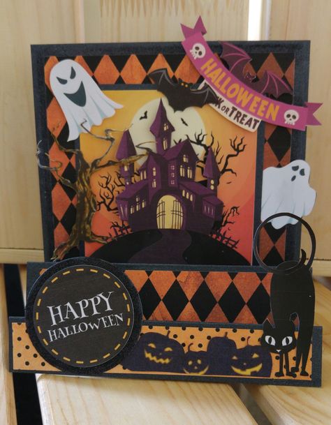 Halloween card created using free CD from Crafters Companion Inspiration magazine 11 Crafters Companion Halloween Collection, Crafters Companion Halloween, Crafters Companion Hello Fall Cards, House Card, Crafters Companion Cards, Fall Scrapbook, Halloween 2, Halloween Card, Crafters Companion