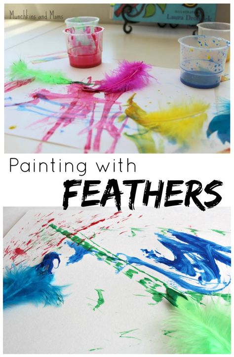 Munchkins and Moms: Feather Painting Kevin Henkes, Art Activities For Toddlers, Preschool Art Activities, Everyday Art, Bird Crafts, Feather Painting, Bird Theme, Library Ideas, Popular Art