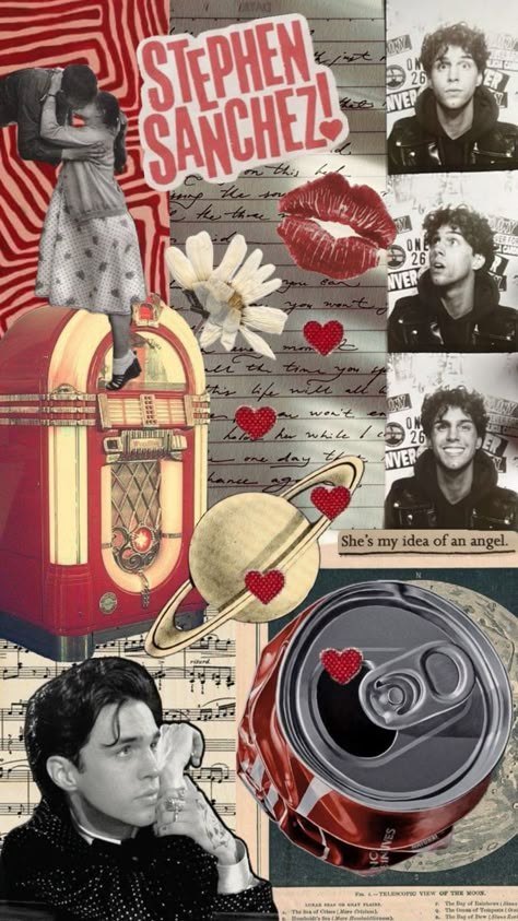 a cute 50’s inspired wallpaper for all you stephen sanchez lovers out there <3 Stephen Sanchez Wallpaper, Stephen Sanchez Aesthetic, Me Collage, Stephen Sanchez, Inspired Wallpaper, Music Collage, Room Pictures, Angel Face, I Fall