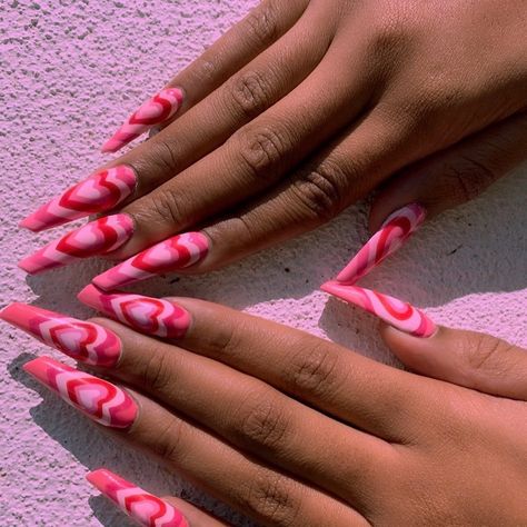 Vday Nails, Nails Aesthetic, Power Puff, Long Acrylic Nails Coffin, Acrylic Coffin, Nails 2020, Bling Acrylic Nails, Pink Acrylic Nails, Girls Nails