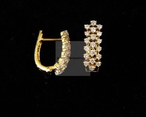 Diamond Earrings / Jhumkis / Bali - Diamond Jewelry Diamond Earrings / Jhumkis / Bali (DJPAM0067) at USD 1,273.86 Diamond Bali Earrings, Diamond Bali, Diamond Earrings Indian, Small Earrings Gold, Diamond Earrings Design, Bali Earrings, Bangles Jewelry Designs, Bridal Gold Jewellery Designs, Gold Diamond Earrings